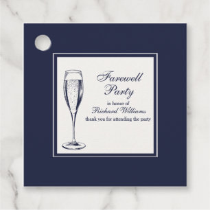 Etiquetas Para Recuerdos Elegante Fiesta de despedida formal oscuro Bleu Wh