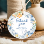 Etiquetas Para Recuerdos Elegante Fiesta de té moderno<br><div class="desc">Disfrute de un exquisito jardín de elegancia con nuestra elegante bandera azul y las etiquetas favores de la ducha marrón Fiesta de té de cítricos, una celebración donde la sofisticación se combina con el refrescante encanto de la delicia de los cítricos. Este diseño combina a la perfección los tonos azules...</div>