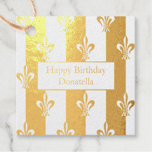 Etiquetas Para Recuerdos Elegante Fleur de Lis Feliz Cumpleaños