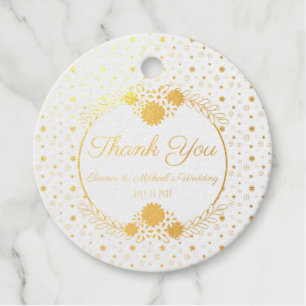 Etiquetas Para Recuerdos Elegante floral blanca dorada Gracias Boda Primave