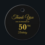 Etiquetas Para Recuerdos Elegante Golden 50th Birthday Gracias a Favor Tags<br><div class="desc">Elegante y hermosa medalla dorada de cumpleaños número 50. Gracias por las etiquetas. Elegante etiqueta dorada y negra.</div>
