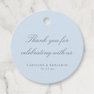 Etiquetas Para Recuerdos Elegante guión azul boda personalizado agradecer