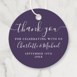 Etiquetas Para Recuerdos Elegante Guión Gracias Boda Púrpura