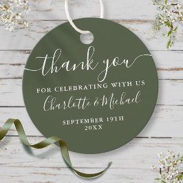 Etiquetas Para Recuerdos Elegante guión Gracias Bodas Verde Oliva