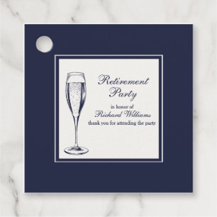 Etiquetas Para Recuerdos Elegante Jubilación Formal Oscura Bleu Blanca