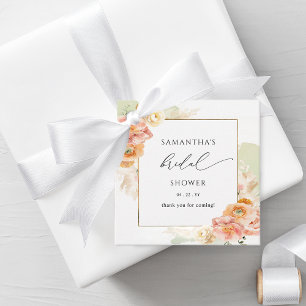 Etiquetas Para Recuerdos Elegante lluvia de boda de crema de melocotón y fl