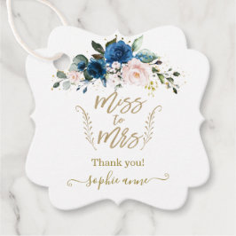 Etiquetas Para Recuerdos Elegante lluvia de boda floral azul caligrafía dor