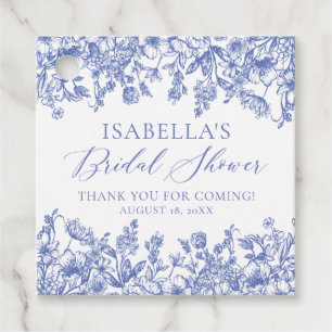 Etiquetas Para Recuerdos Elegante Lluvia de Boda Floral Azul Polvoriento Vi