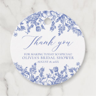 Etiquetas Para Recuerdos Elegante Lluvia de Novia Floral Azul Victoriana Fr