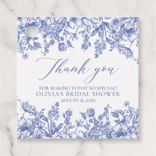 Etiquetas Para Recuerdos Elegante Lluvia de Novia Floral Azul Victoriana Fr