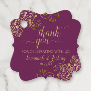 Etiquetas Para Recuerdos Elegante Magenta Purple & Gold Boda Gracias