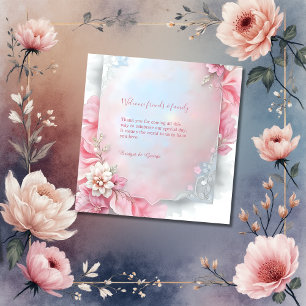 Etiquetas Para Recuerdos Elegante Marco floral rosado boda suave paño brill