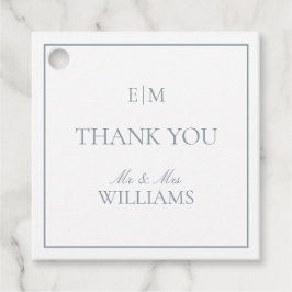 Etiquetas Para Recuerdos Elegante Monograma Azul Gracias Boda Script