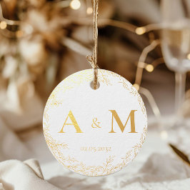 Etiquetas Para Recuerdos Elegante, Monograma, Corona de Arte de Línea, Boda