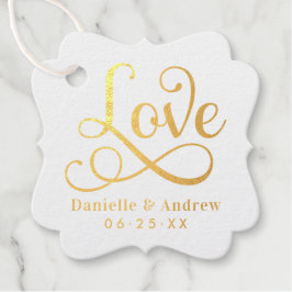 Etiquetas Para Recuerdos Elegante Monograma de Boda con Letra Dorada