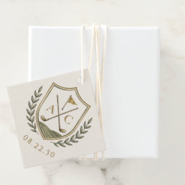 Etiquetas Para Recuerdos Elegante Monograma de Golf Crest Boda