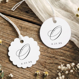 Etiquetas Para Recuerdos Elegante Monograma Inicial de Caligrafía Boda O