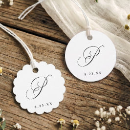 Etiquetas Para Recuerdos Elegante Monograma Inicial de Caligrafía Boda P