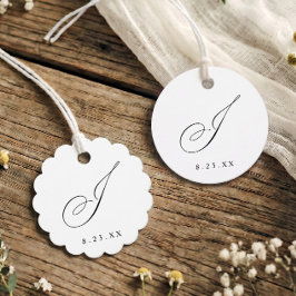 Etiquetas Para Recuerdos Elegante Monograma Inicial de Caligrafía J Boda