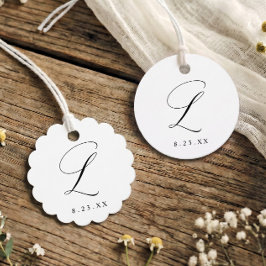 Etiquetas Para Recuerdos Elegante Monograma Inicial de Caligrafía L Boda