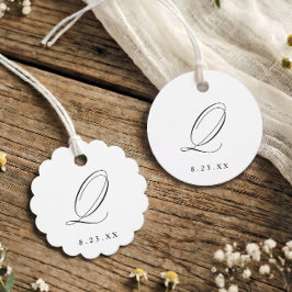 Etiquetas Para Recuerdos Elegante Monograma Inicial Q de Caligrafía para Bo
