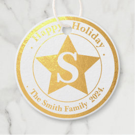 Etiquetas Para Recuerdos Elegante Monograma Minimalista Feliz feriado