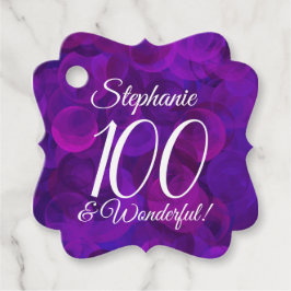 Etiquetas Para Recuerdos Elegante morado 100 y maravillosa fiesta de cumple