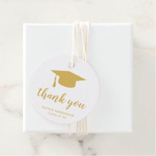 Etiquetas Para Recuerdos Elegante Mortar Board Gracias Graduación De Oro