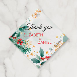 Etiquetas Para Recuerdos Elegante Navidades de color de agua dorado Holly f