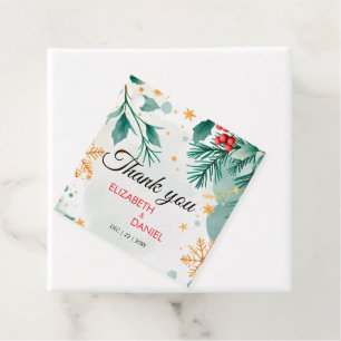Etiquetas Para Recuerdos Elegante Navidades de color de agua dorado Holly f