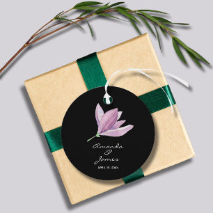 Etiquetas Para Recuerdos Elegante negro Gracias Floral