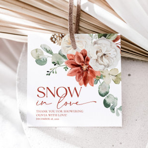 Etiquetas Para Recuerdos Elegante Nieve Roja en Amor Invierno Despedida de 