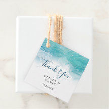 Elegante Océano Azul Gracias Por Favorecer Etiquet