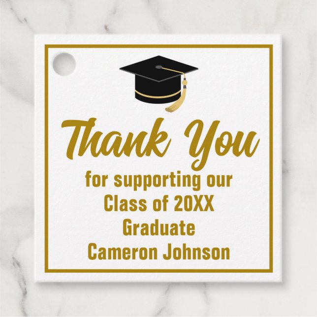 Etiquetas Para Recuerdos Elegante Partido de Graduación Personalizada Gold  (Anverso)