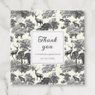 Etiquetas Para Recuerdos Elegante patrón de ciervo de tela blanca vintage