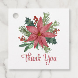 Etiquetas Para Recuerdos Elegante Poinsettia Red Floral Gracias Navidades
