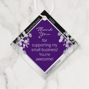 Etiquetas Para Recuerdos Elegante producto con efecto floral morado y plate