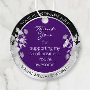 Etiquetas Para Recuerdos Elegante producto con efecto floral morado y plate