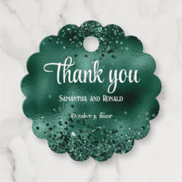 Etiquetas Para Recuerdos Elegante Purpurina Faux Green y Boda de Relieve me