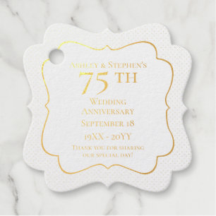 Etiquetas Para Recuerdos Elegante Relieve metalizado de 75º Aniversario Bod