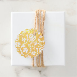 Etiquetas Para Recuerdos Elegante Relieve metalizado dorado Damask Minimali