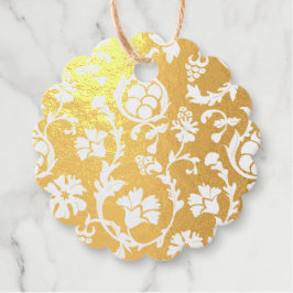Etiquetas Para Recuerdos Elegante Relieve metalizado dorado Damask Minimali