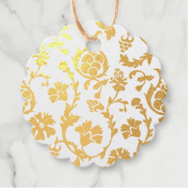 Etiquetas Para Recuerdos Elegante Relieve metalizado dorado Damask Minimali
