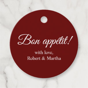 Etiquetas Para Recuerdos Elegante Rojo Oscuro Bon Appetit Personalizado