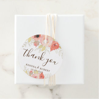 Etiquetas Para Recuerdos Elegante Rosa Coral Rosa Oro Hojas Floral Boda