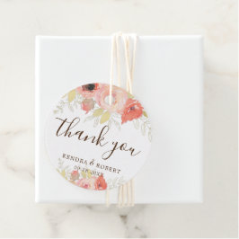 Etiquetas Para Recuerdos Elegante Rosa de coral rosa de oro deja Boda flora