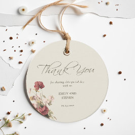Etiquetas Para Recuerdos Elegante Rosa de flores silvestres Boda Gracias