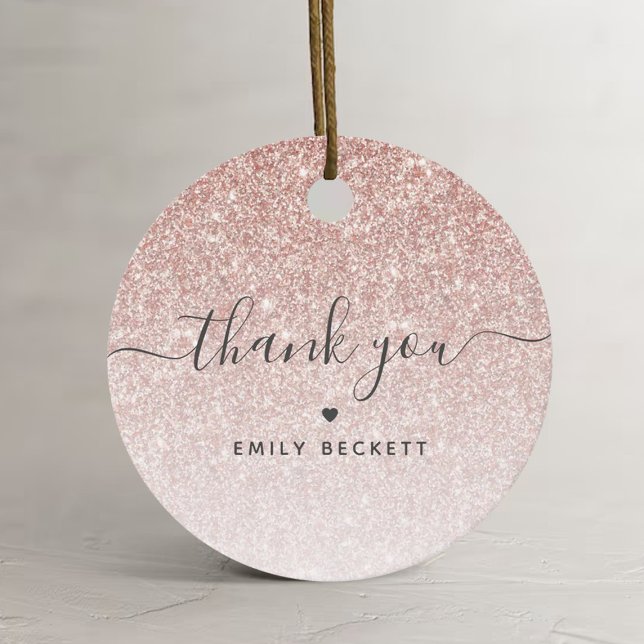Etiquetas Para Recuerdos Elegante Rosa Dorado Glitter Gracias (Subido por el creador)