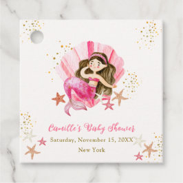 Etiquetas Para Recuerdos Elegante rosa Mermaid Ocean Starfish Baby Shower