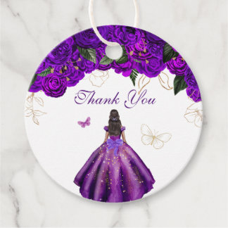 Etiquetas Para Recuerdos Elegante Rosa Morado Floral Mariposa Gracias